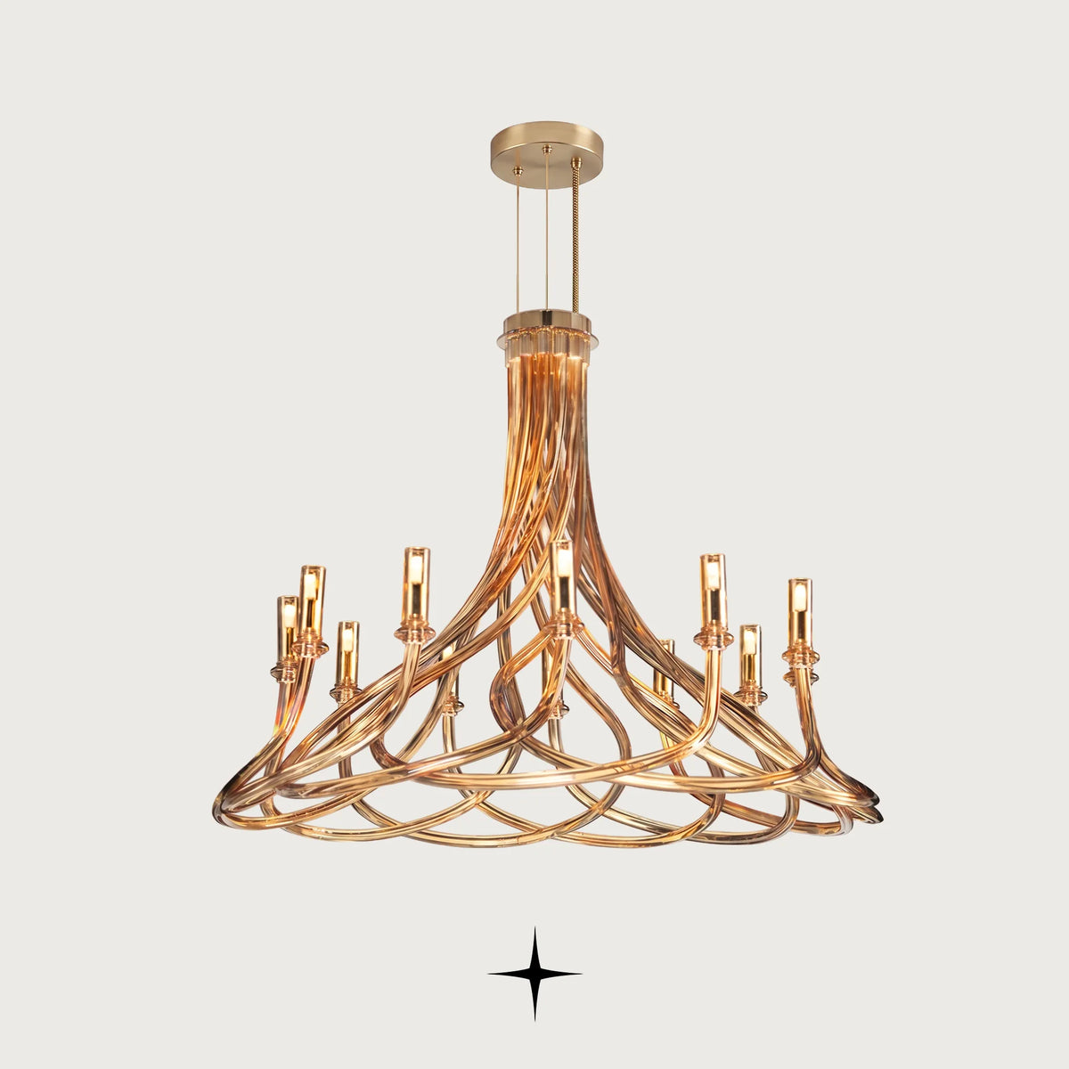 Elegant Daisy Chandelier featuring graceful elongated crystal arms in a clear modern design across five sizes
