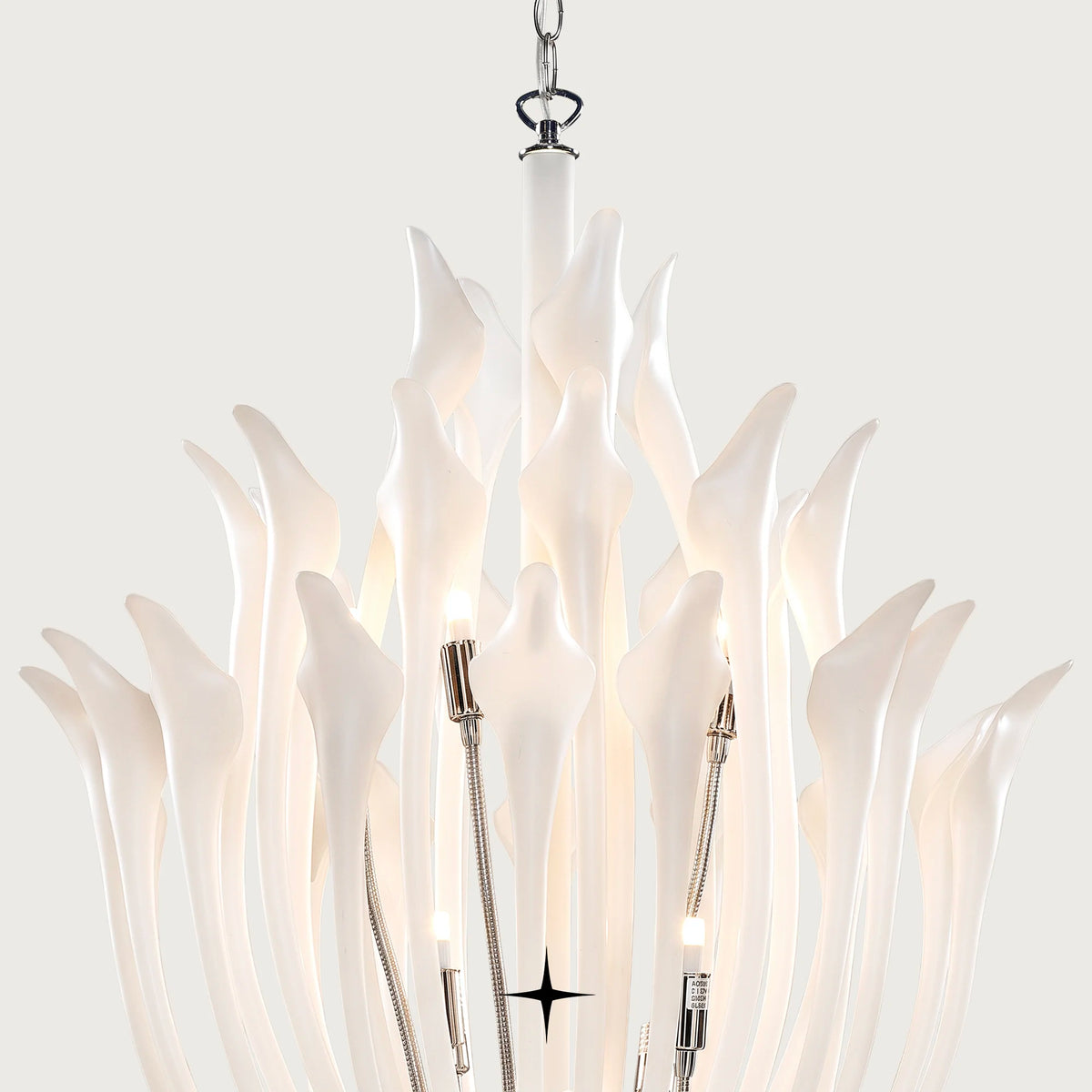 Elegant Flora Chandelier featuring flower-inspired white crystals in five sizes
