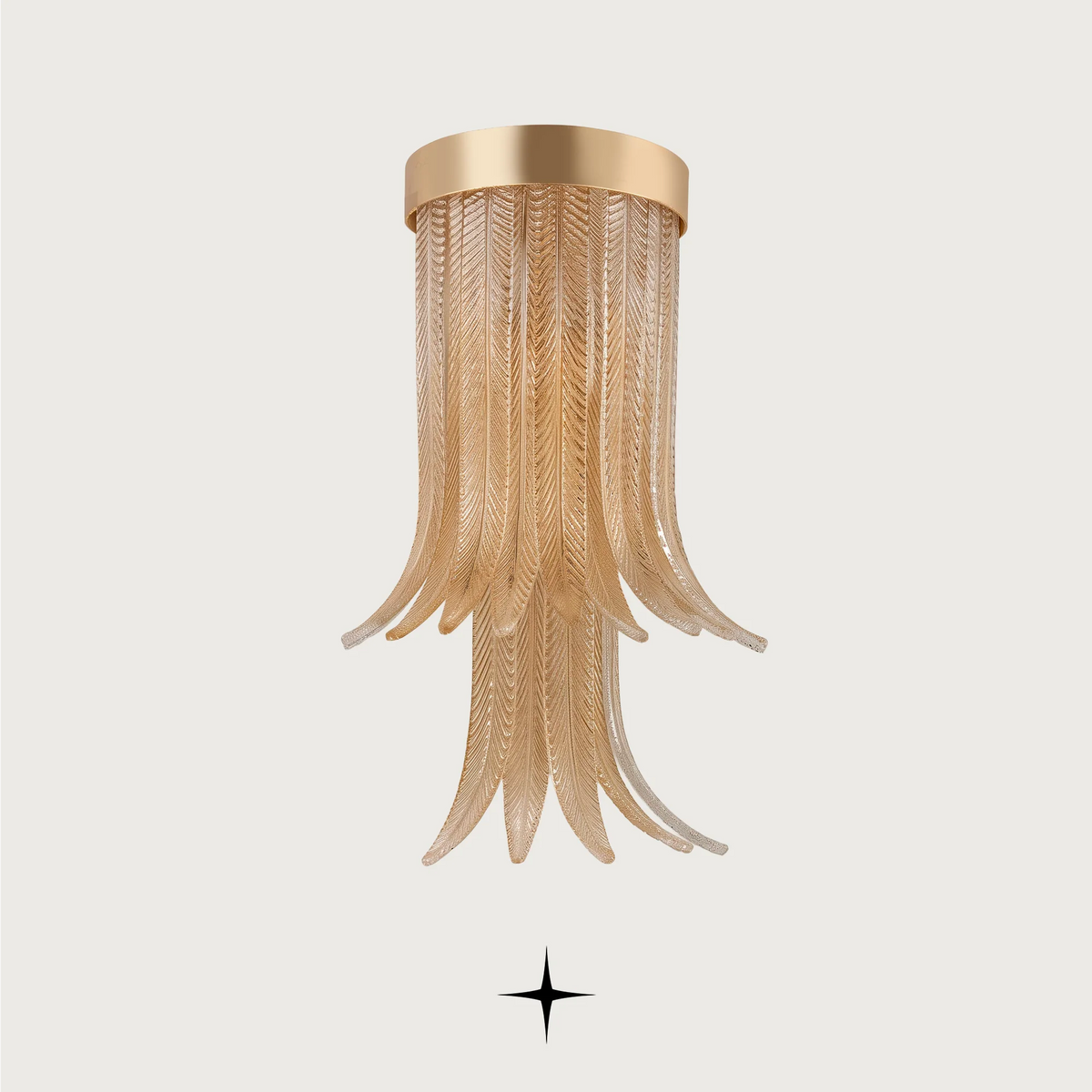 Elegant Golden Falls Wall light fixture featuring precious details and unique handcrafted glass elements.
