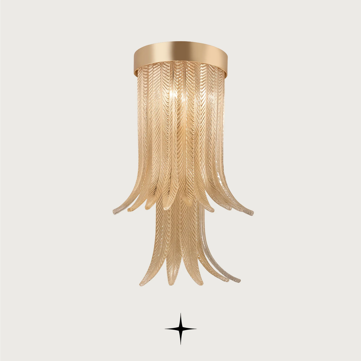 Elegant Golden Falls Wall light fixture featuring precious details and unique handcrafted glass elements.