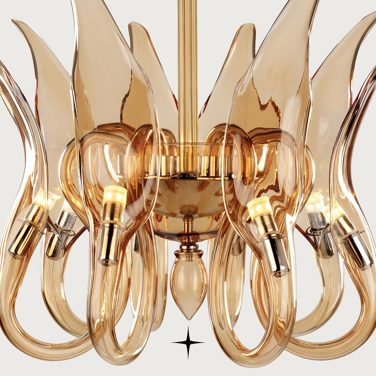 Elegant Juliana Chandelier featuring curvaceous bohemian crystal arms in 5-arm, 6-arm, and 8-arm options
