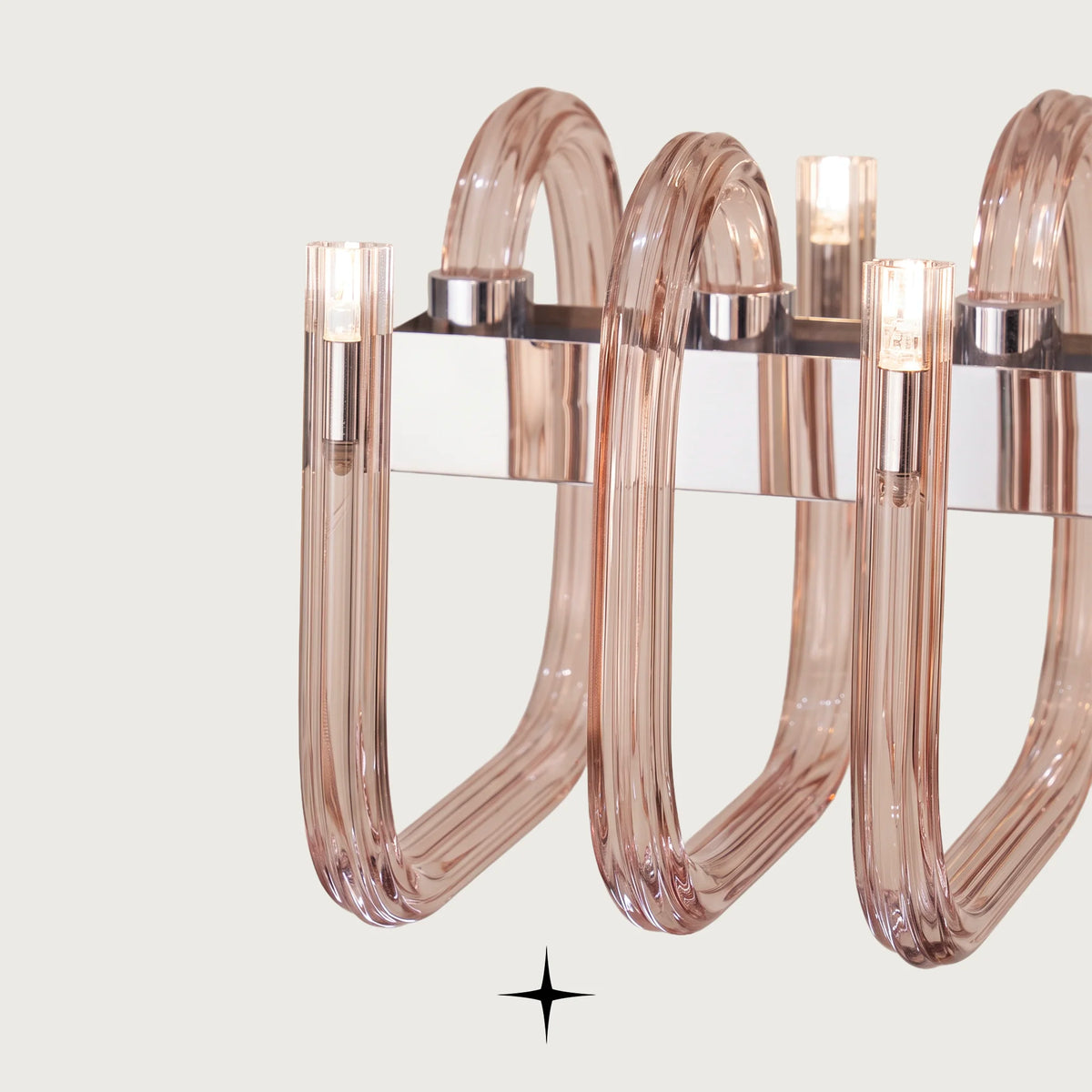 Elegant Linear Fantasia chandelier featuring geometric arms fashioned from luxurious Bohemian crystal
