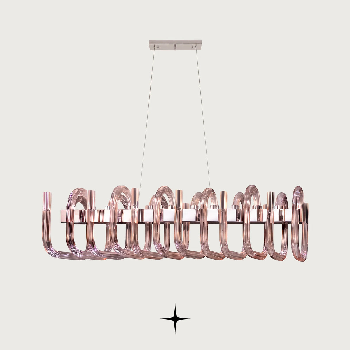 Elegant Linear Fantasia chandelier featuring geometric arms fashioned from luxurious Bohemian crystal
