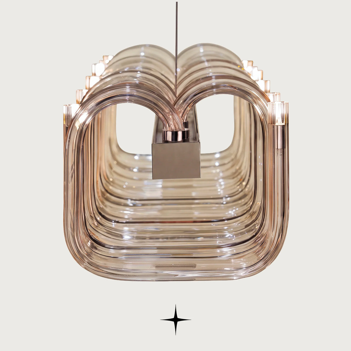 Elegant Linear Fantasia chandelier featuring geometric arms fashioned from luxurious Bohemian crystal

