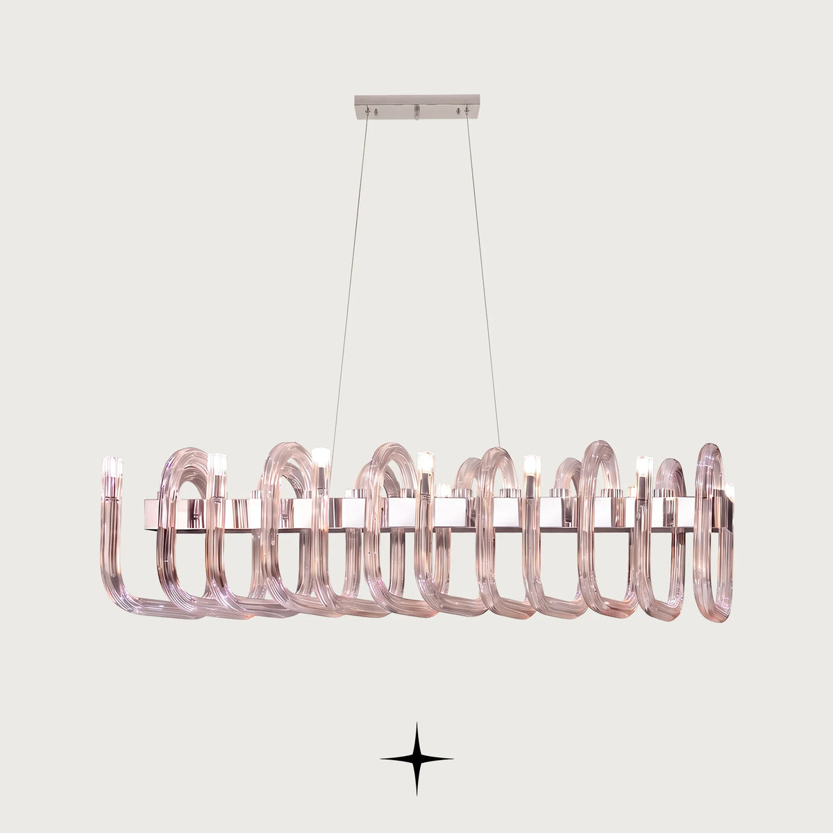 Elegant Linear Fantasia chandelier featuring geometric arms fashioned from luxurious Bohemian crystal
