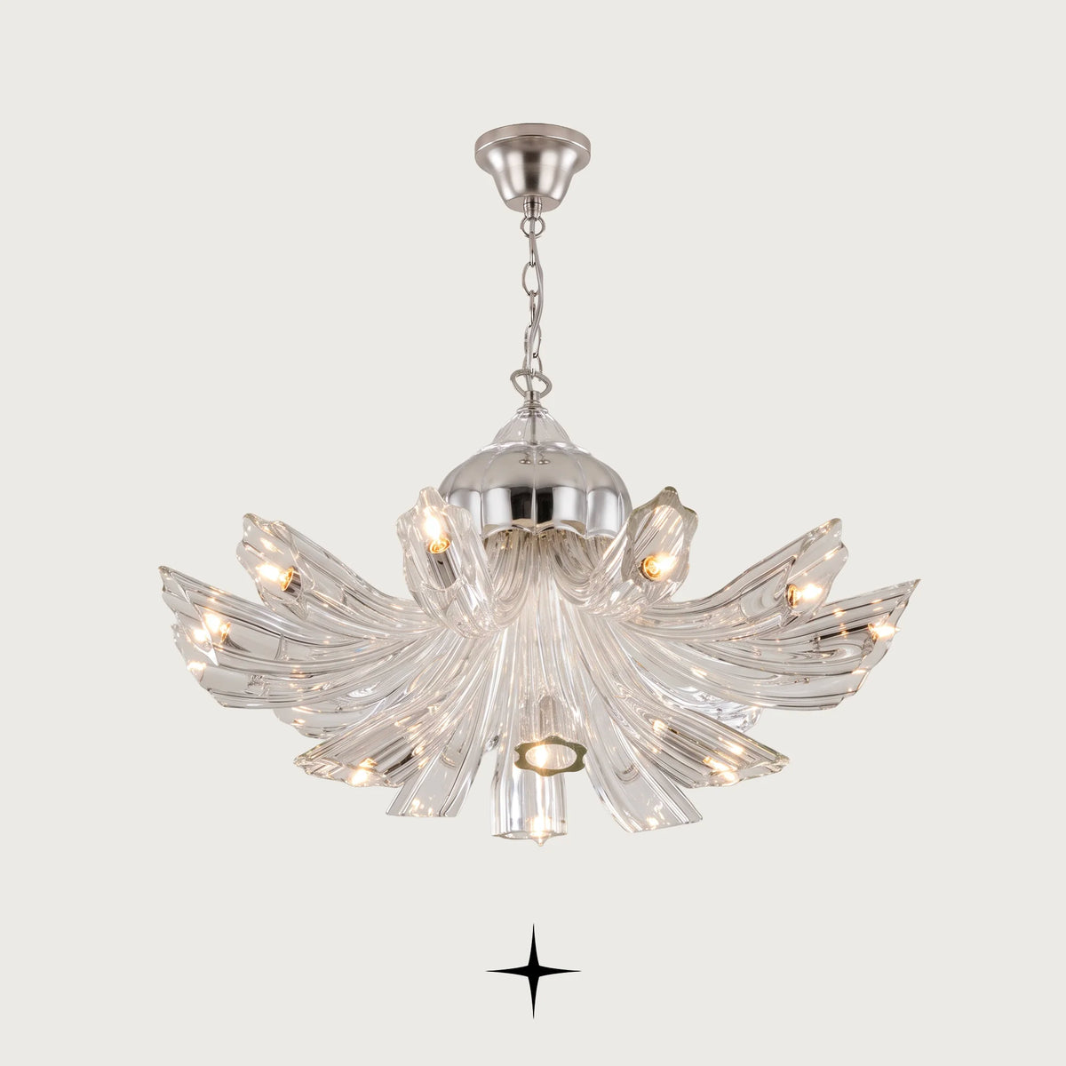 Enigma Chandelier featuring coral-inspired intricate craftsmanship and shimmering crystals in a luxury design
