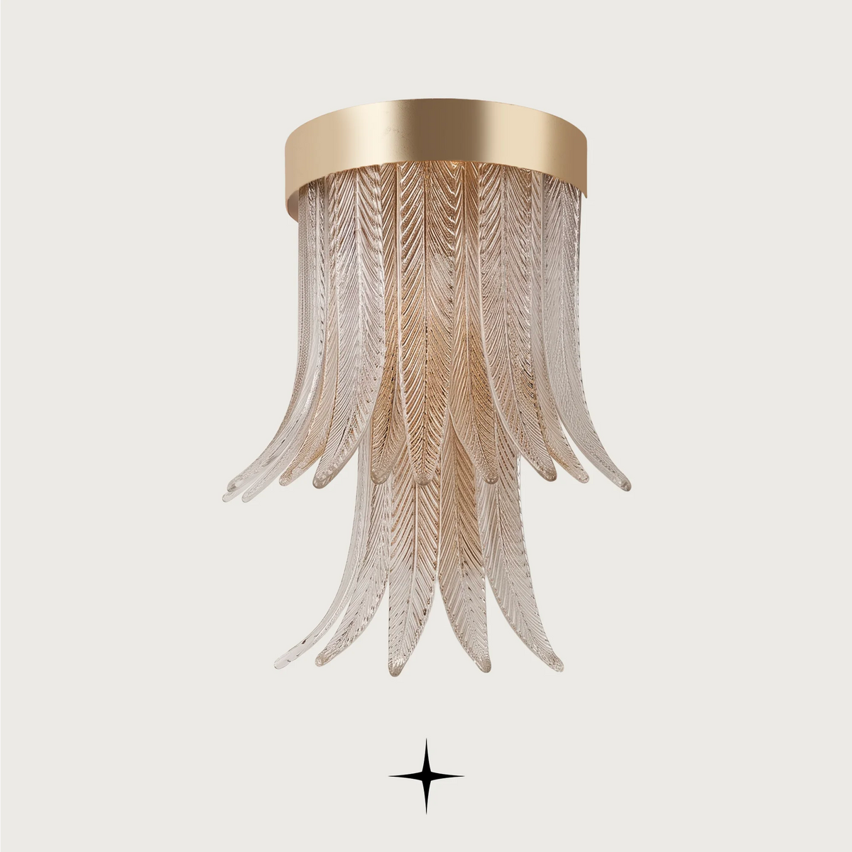 Golden Falls wall light fixture featuring precious details and unique handcrafted glass elements.
