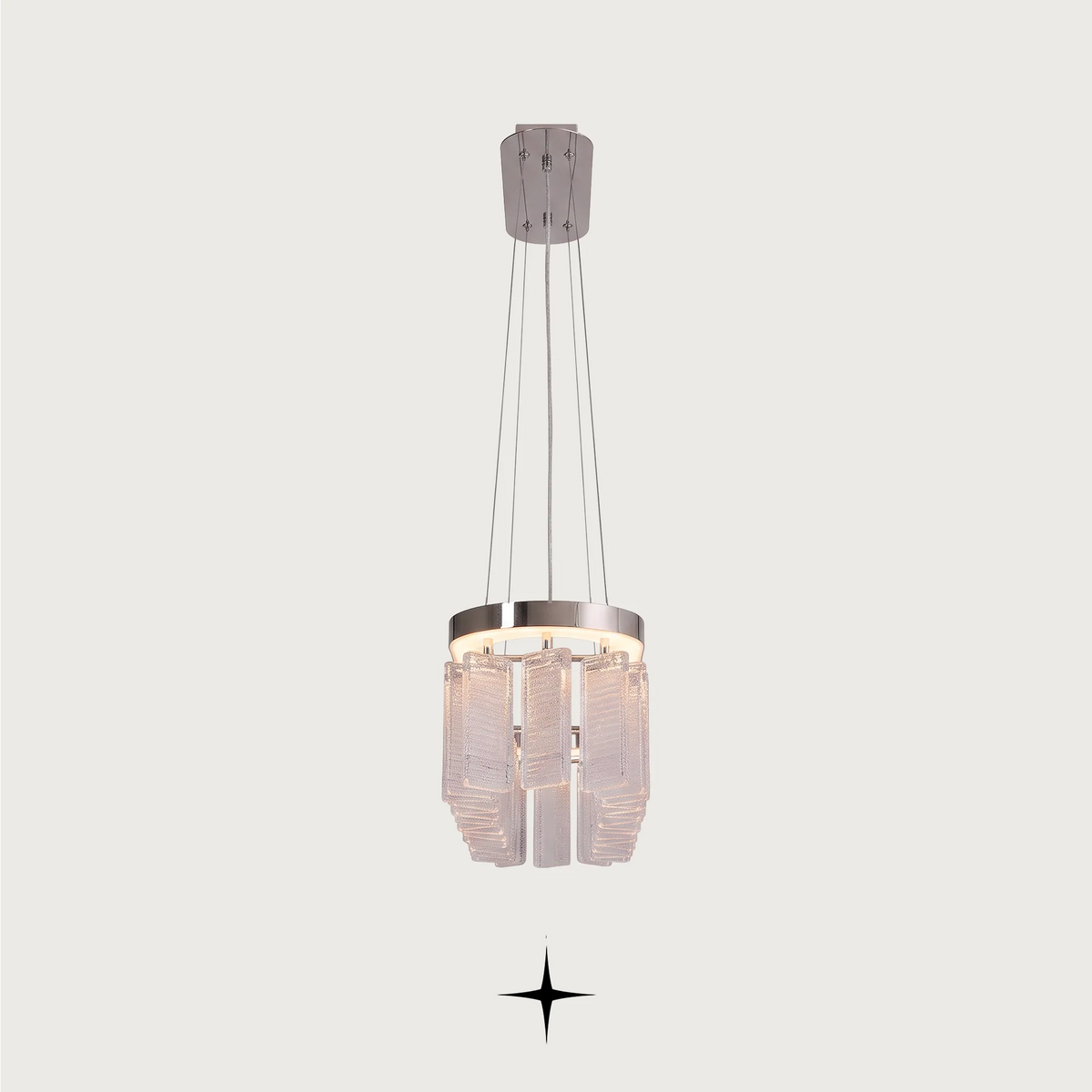  Elegant Linear Waterfall Murano glass island chandelier with brass frame on dark background