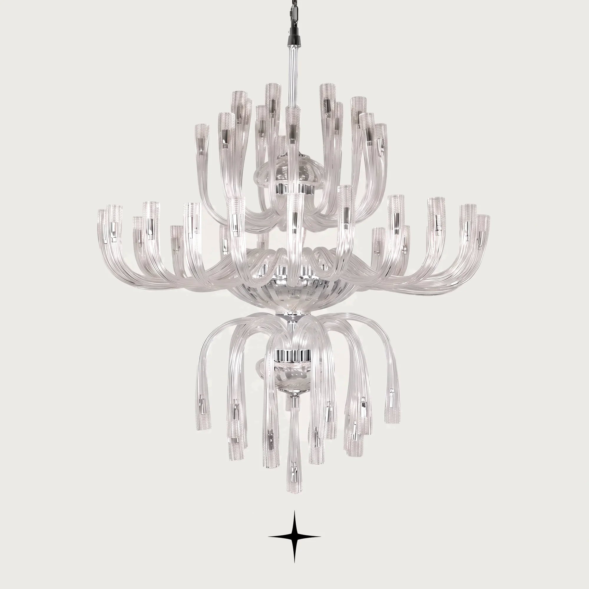 Grand Bliss multi-tier Bohemian crystal chandelier isolated on grey background
