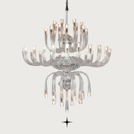 Grand Bliss multi-tier Bohemian crystal chandelier isolated on grey background 