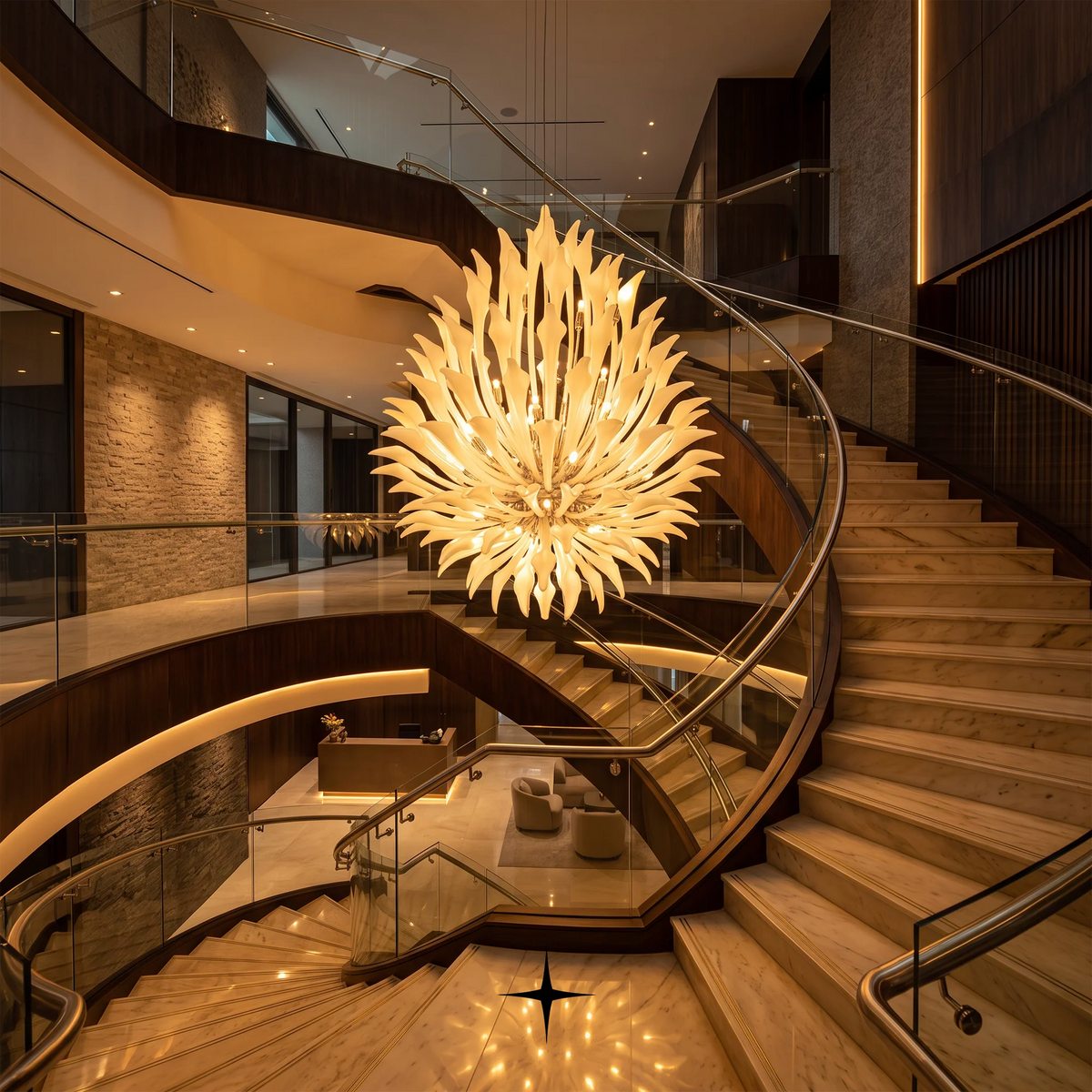 Grand Flora Chandelier featuring exquisite flower-inspired crystals available in five sizes.
