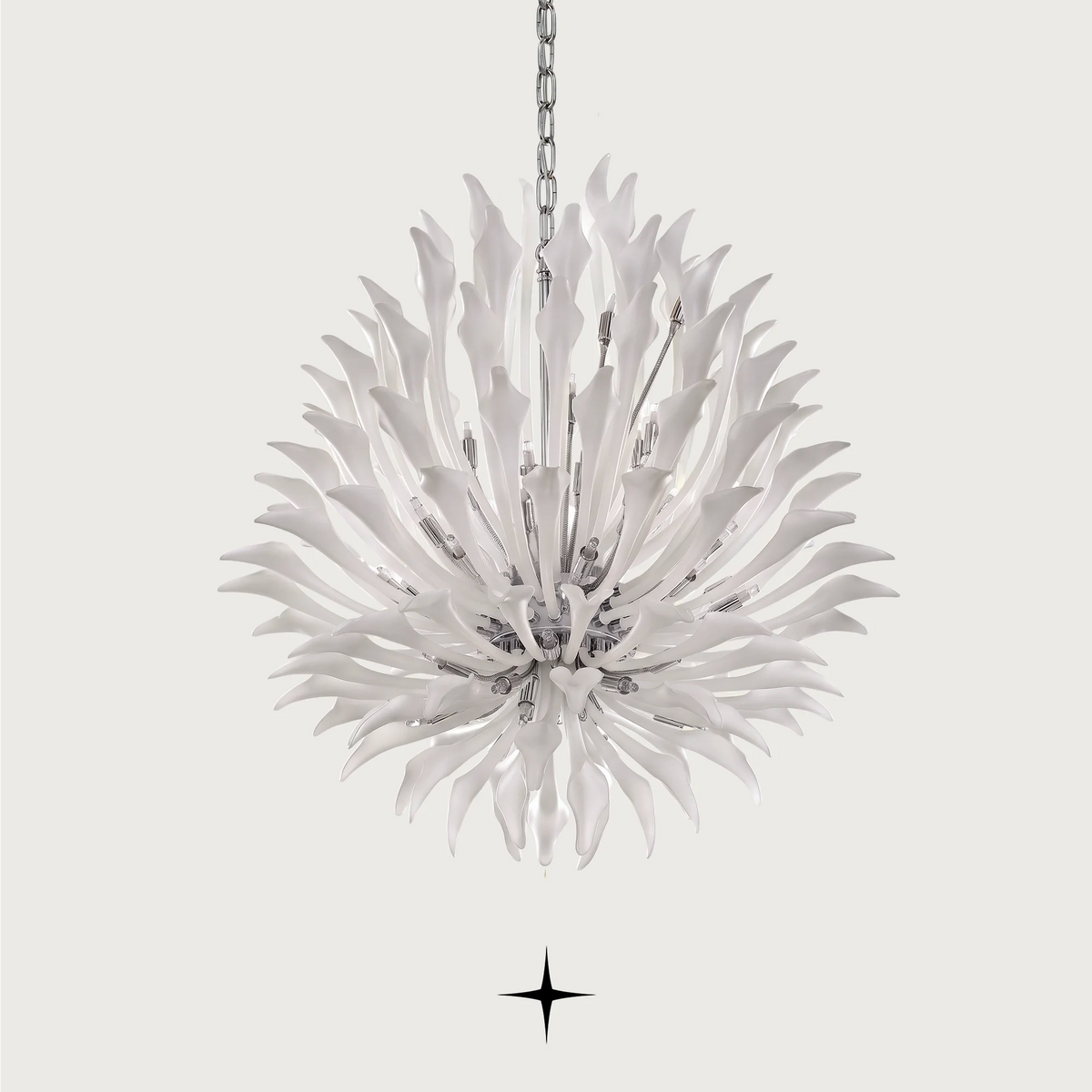 Grand Flora Chandelier featuring exquisite flower-inspired crystals available in five sizes.
