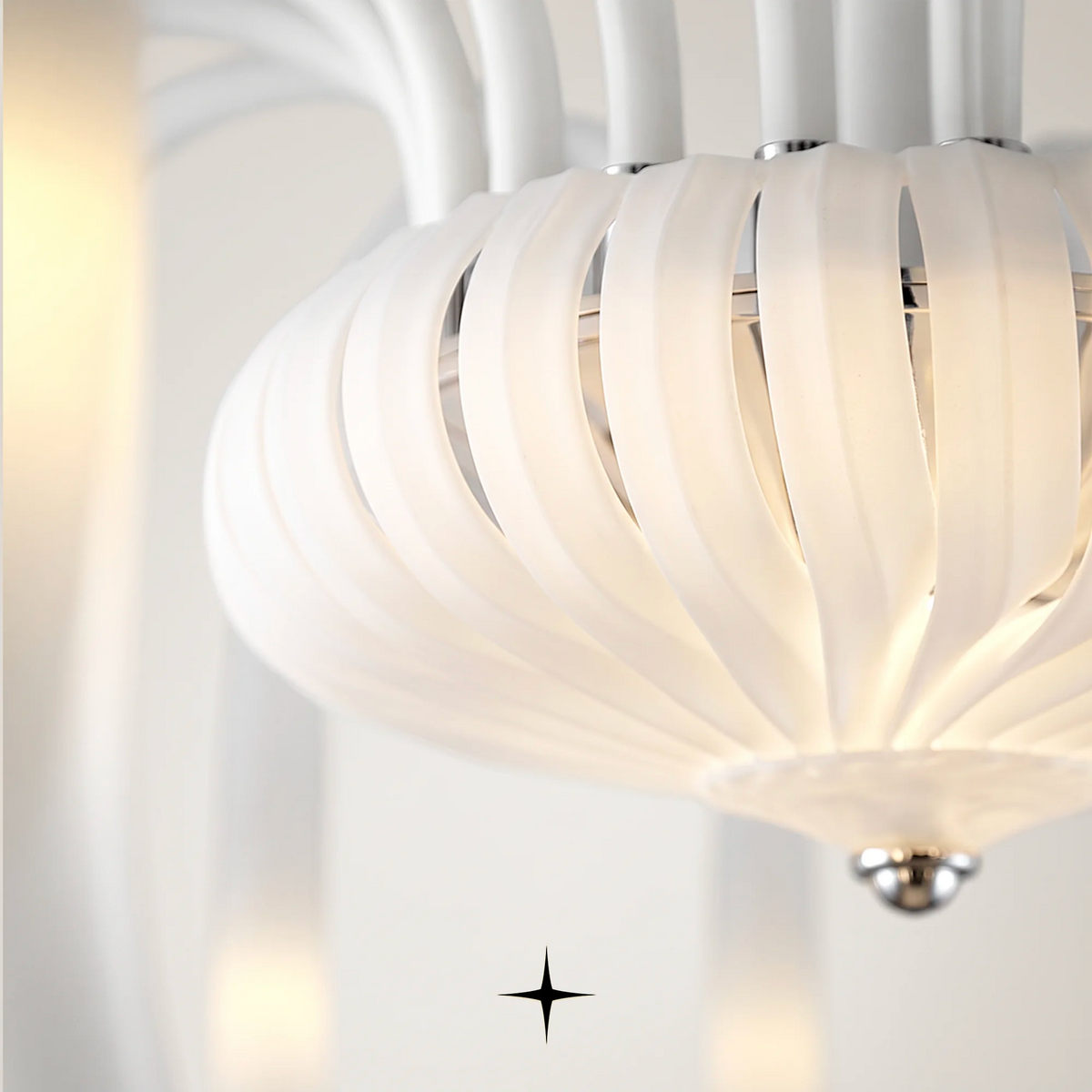Grand Isadora Chandelier featuring downward-facing crystal flowers and customizable color options.
