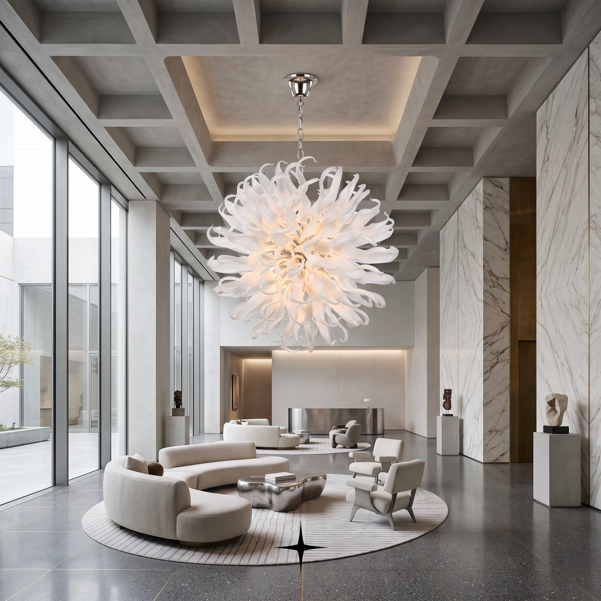Grand Magnificia Chandelier featuring spherical design with intricate details available in four stunning sizes.
