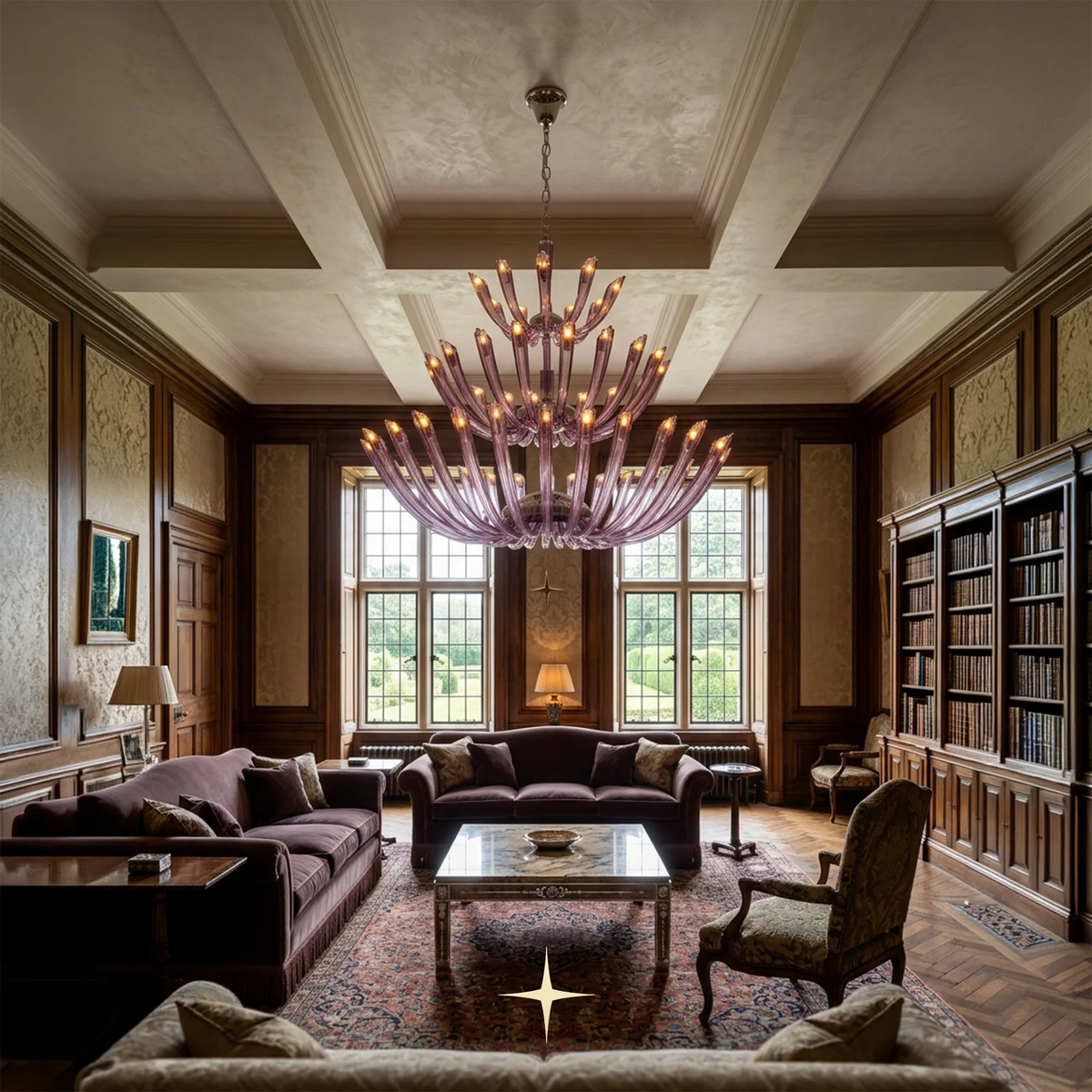 Grand Sienna Chandelier featuring chic elongated crystal arms available in five chandelier sizes and a wall lamp.
