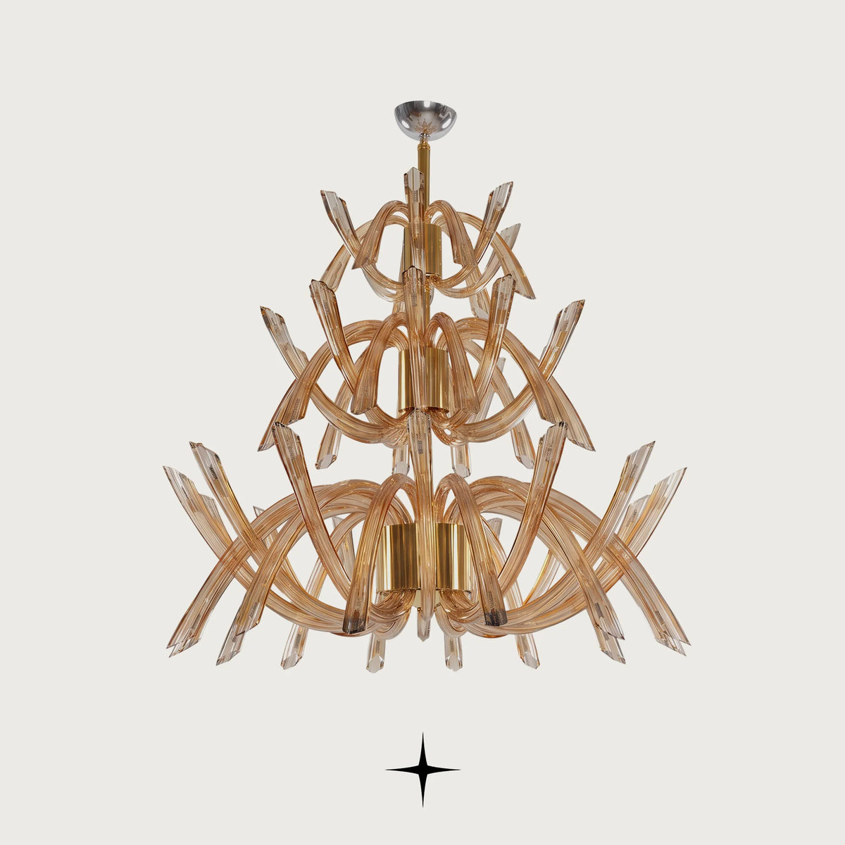 Grand Sierra Chandelier featuring post-modern golden crystal design in a grand multi-tier silhouette
