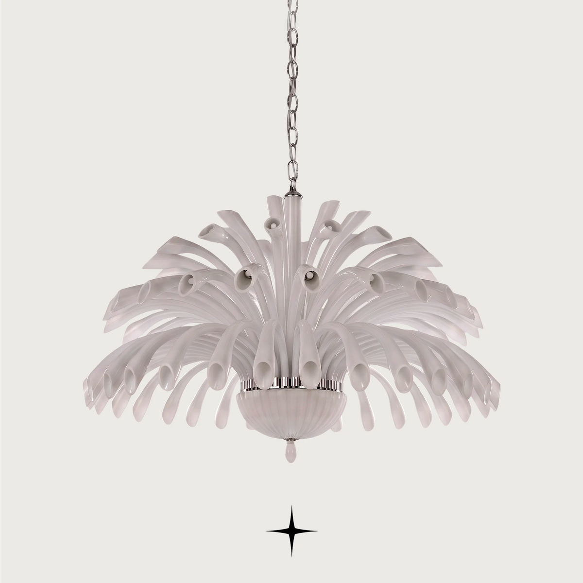 Jasmine Chandelier featuring complex intricate details available in four stunning sizes including spherical options.
