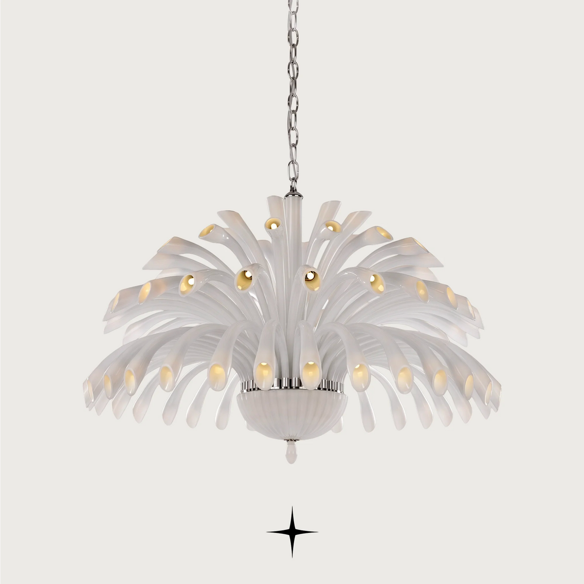 Jasmine Chandelier featuring complex intricate details available in four stunning sizes including spherical options.

