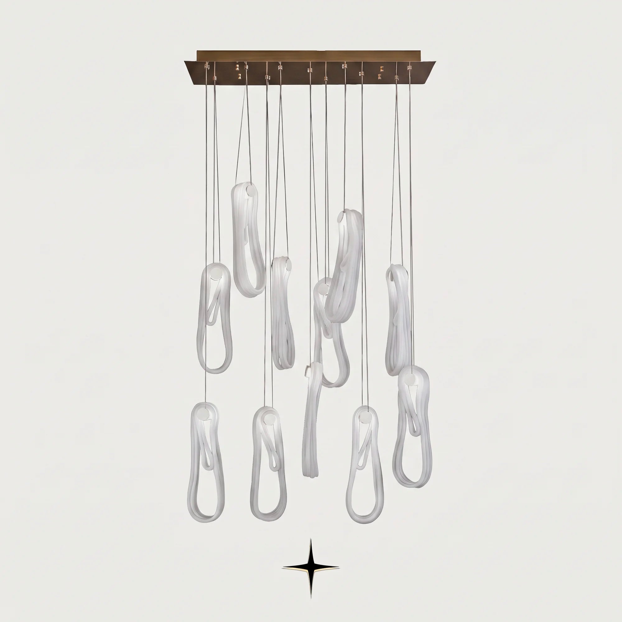 Lavadora modern twisted glass loop pendant chandelier on light grey background