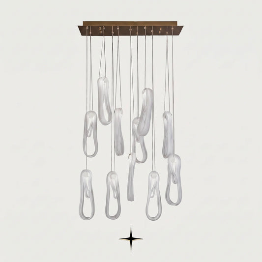 Lavadora modern twisted glass loop pendant chandelier on light grey background
