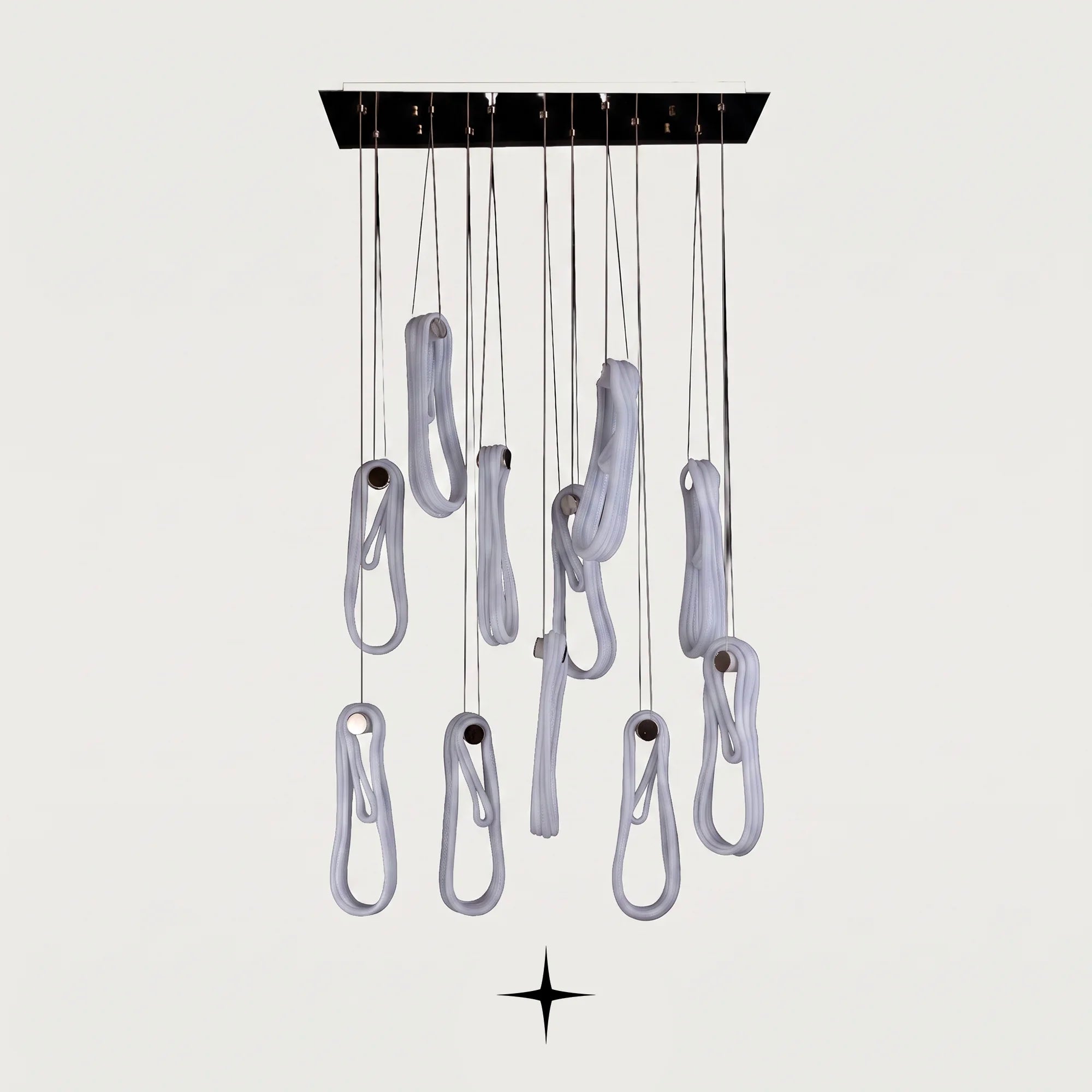 Lavadora modern twisted glass loop pendant chandelier on light grey background