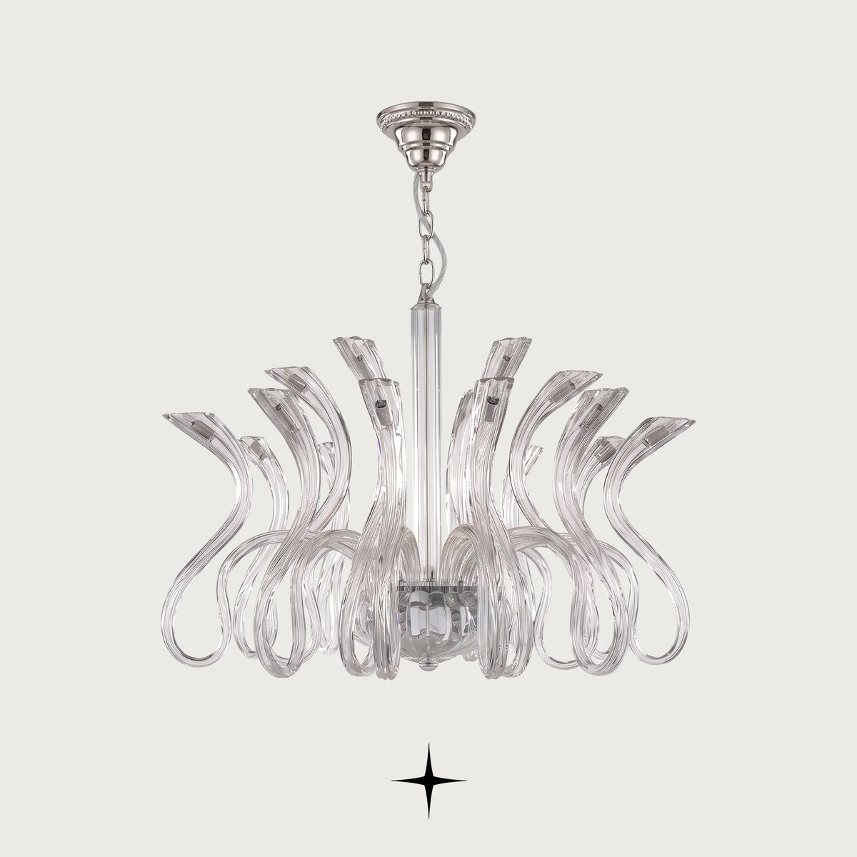 Lavish Amara Chandelier featuring chic elongated crystal arms in a clear luxury design across three sizes
