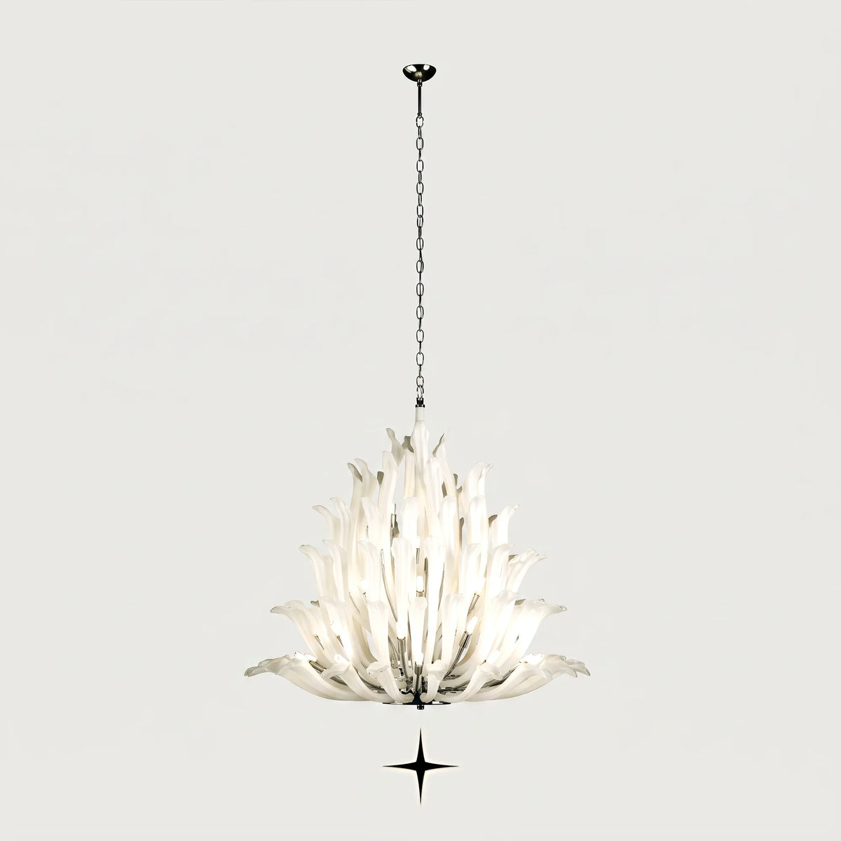 Full view of Lavish Flora botanical handmade white crystal pendant light