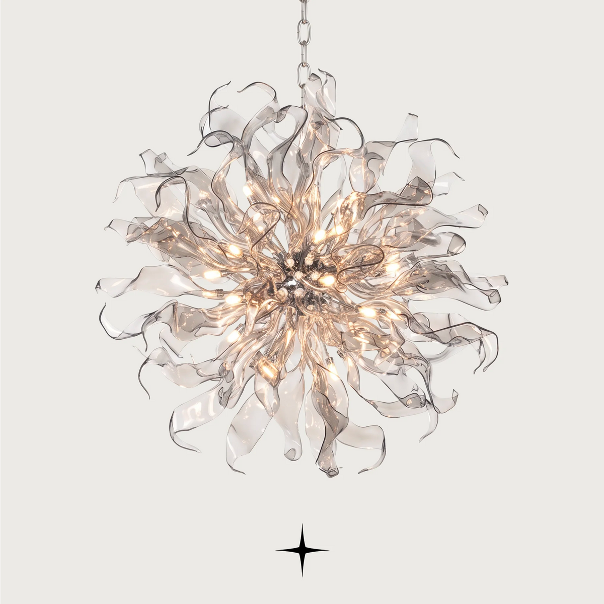 Lavish Magnificia Chandelier featuring 58 arms with 25 G9 LEDs in a grand spherical design available in four stunning sizes.

