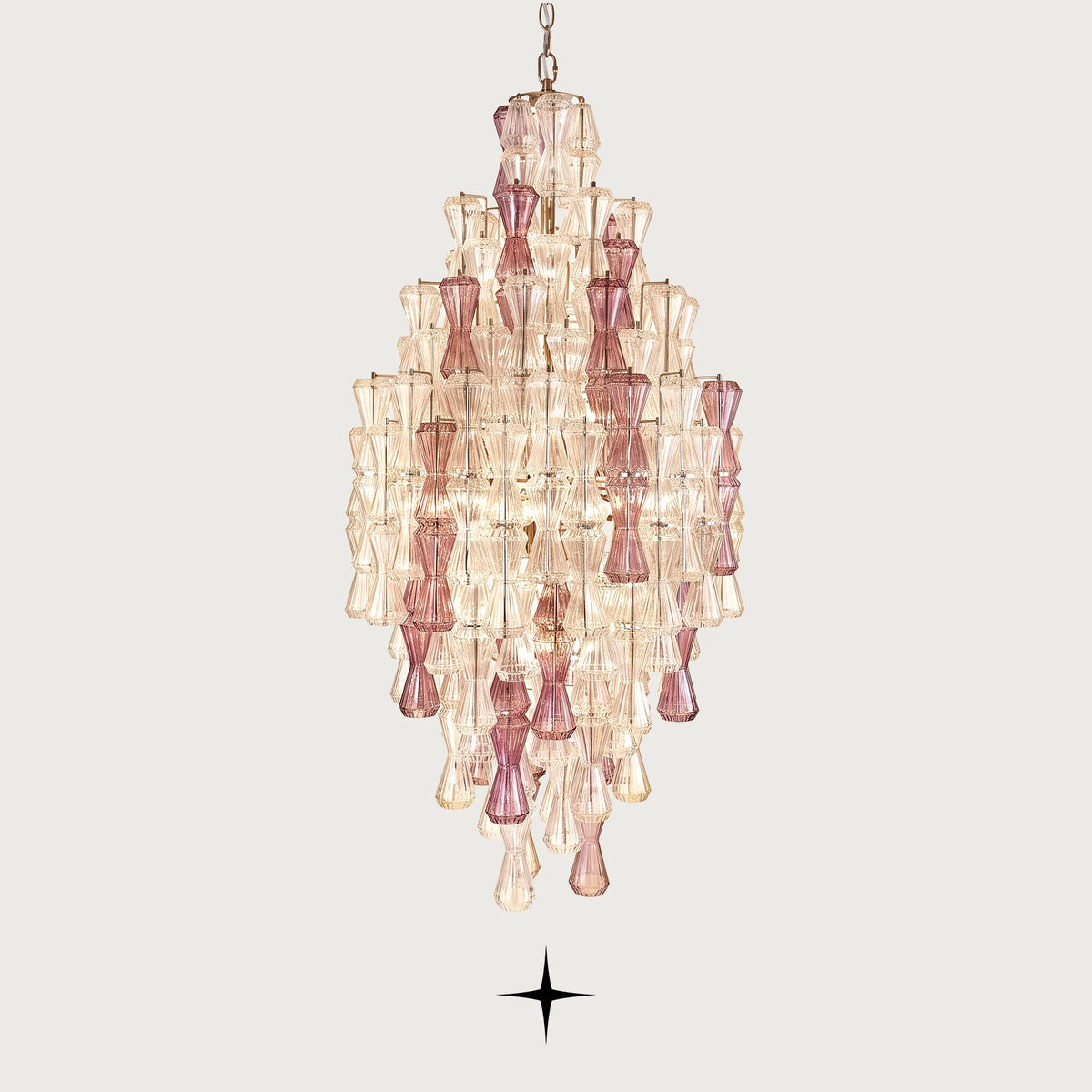 Lavish Seattle modern Rigadin glass chandelier with purple and clear glass accents
