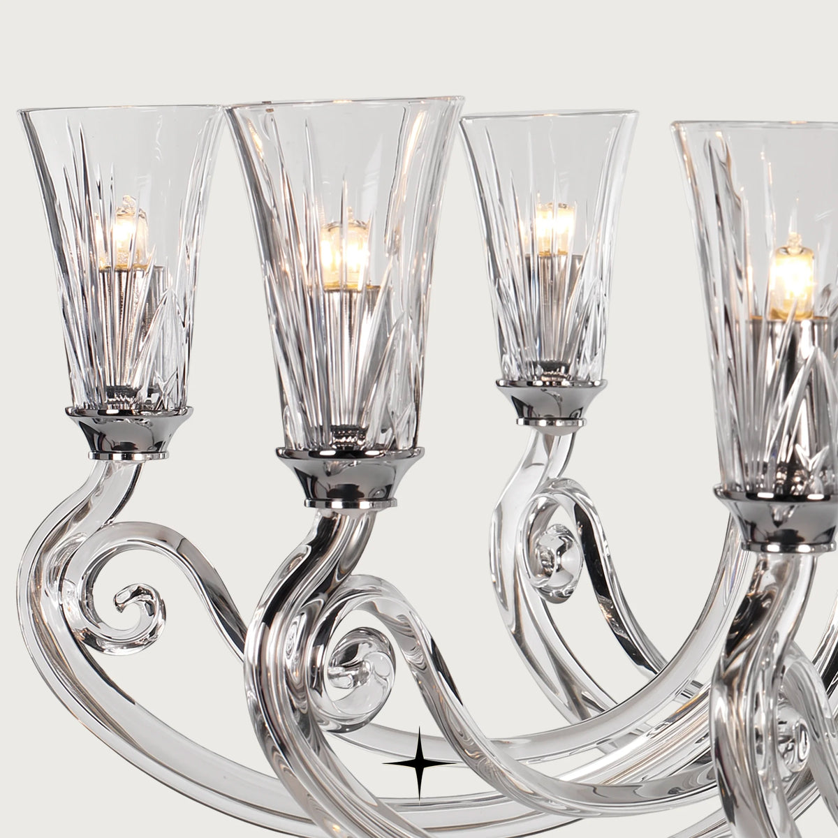 Lavish Sophia Chandelier featuring chic elongated crystal arms in a clear luxury design across five sizes
