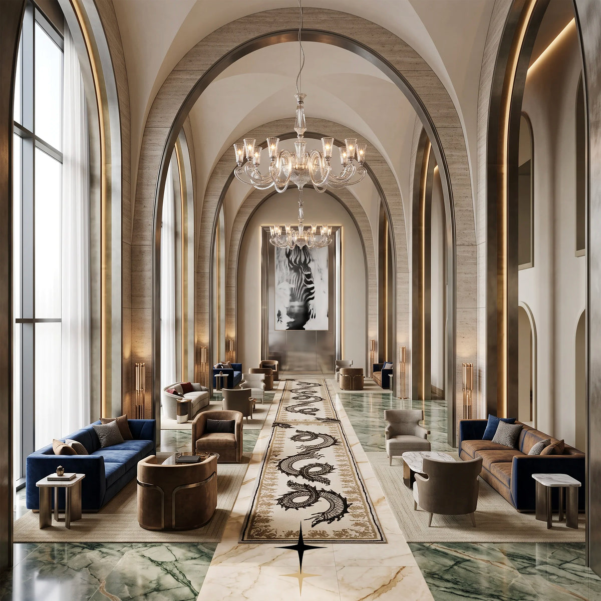 Lavish Sophia Chandelier featuring chic elongated crystal arms in a clear luxury design across five sizes
