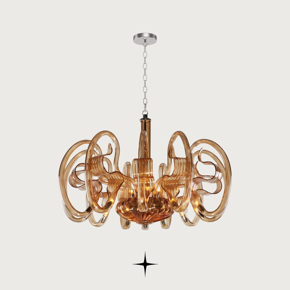 Lillian Chandelier featuring chic crystal elements in a warm honey hue and timeless design
