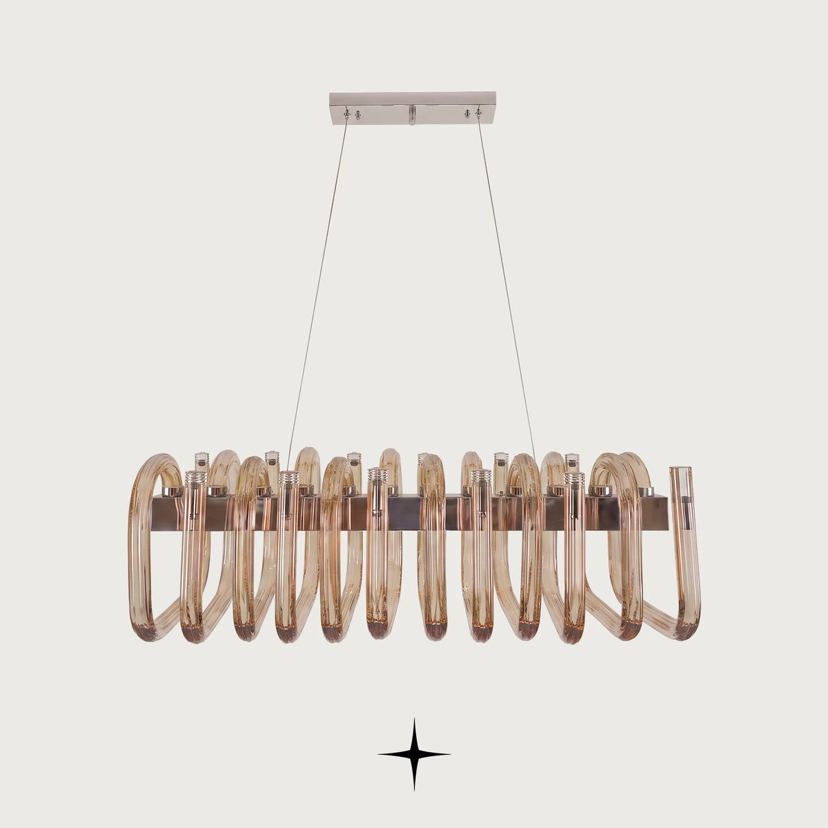 Shop the Linear Fantasia Chandelier featuring Bohemian crystal geometric arms. Elevate your luxury home interior with premium lighting from Ameria Home.

