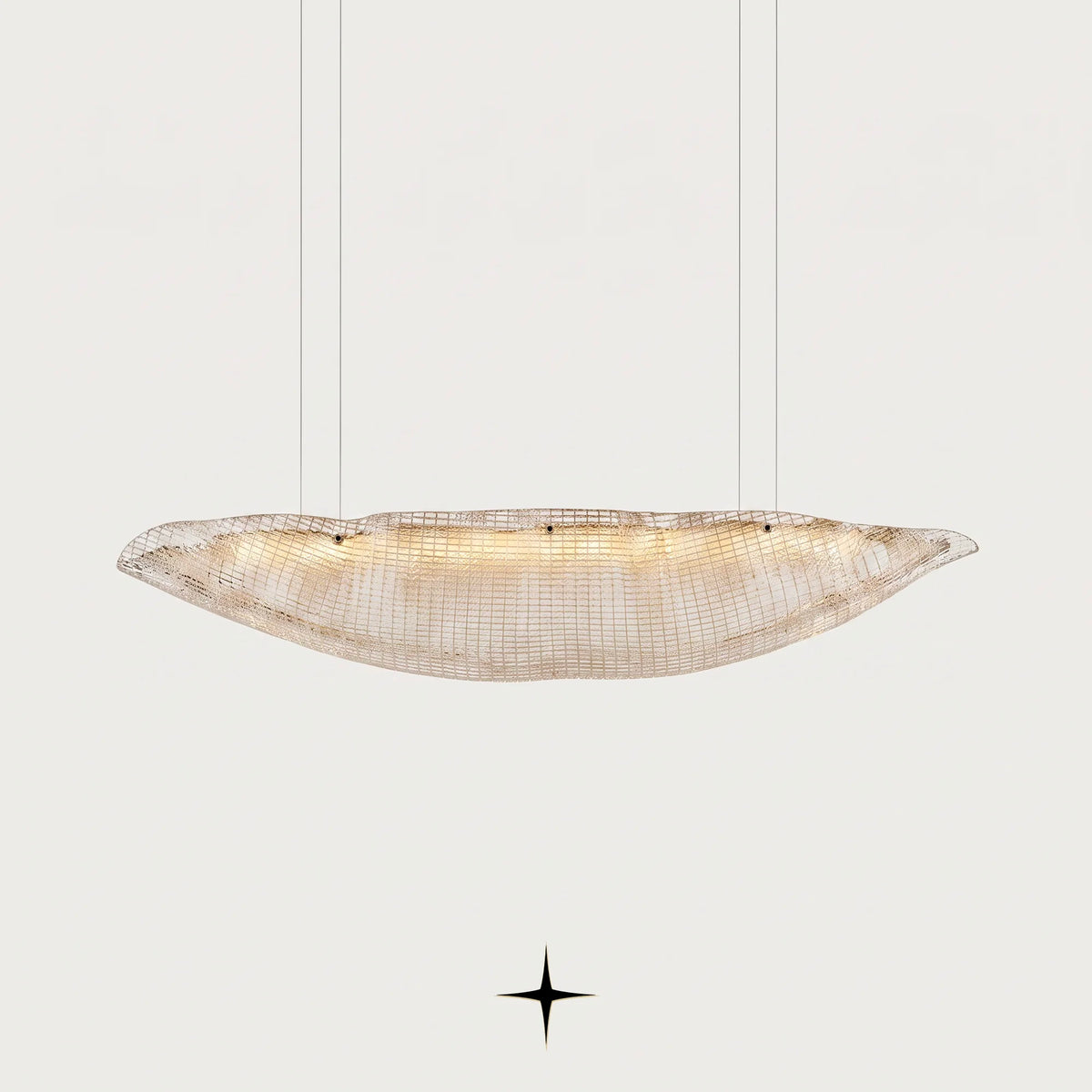 Marina blanket-like Murano glass wave LED chandelier on light grey background