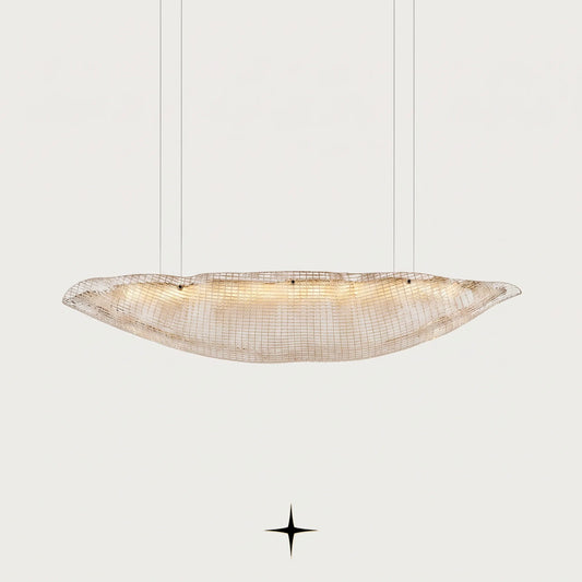 Marina blanket-like Murano glass wave LED chandelier on light grey background