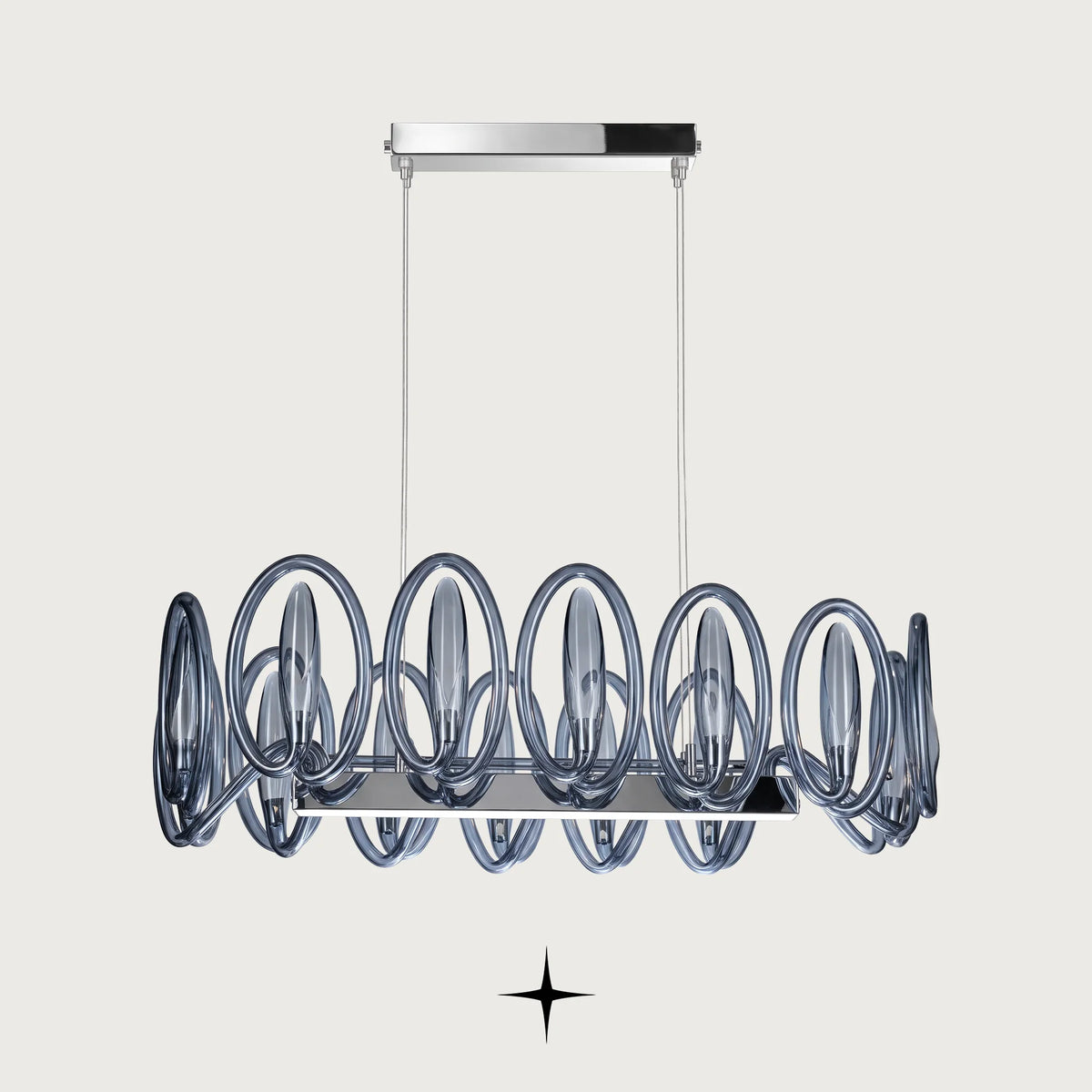 Oasis Linear chandelier featuring crystal mystical circles and a breathtaking modern design

