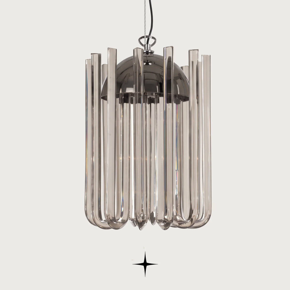 Opalina Chandelier featuring chic elongated vertical crystal arms in exquisite colors and two sizes
