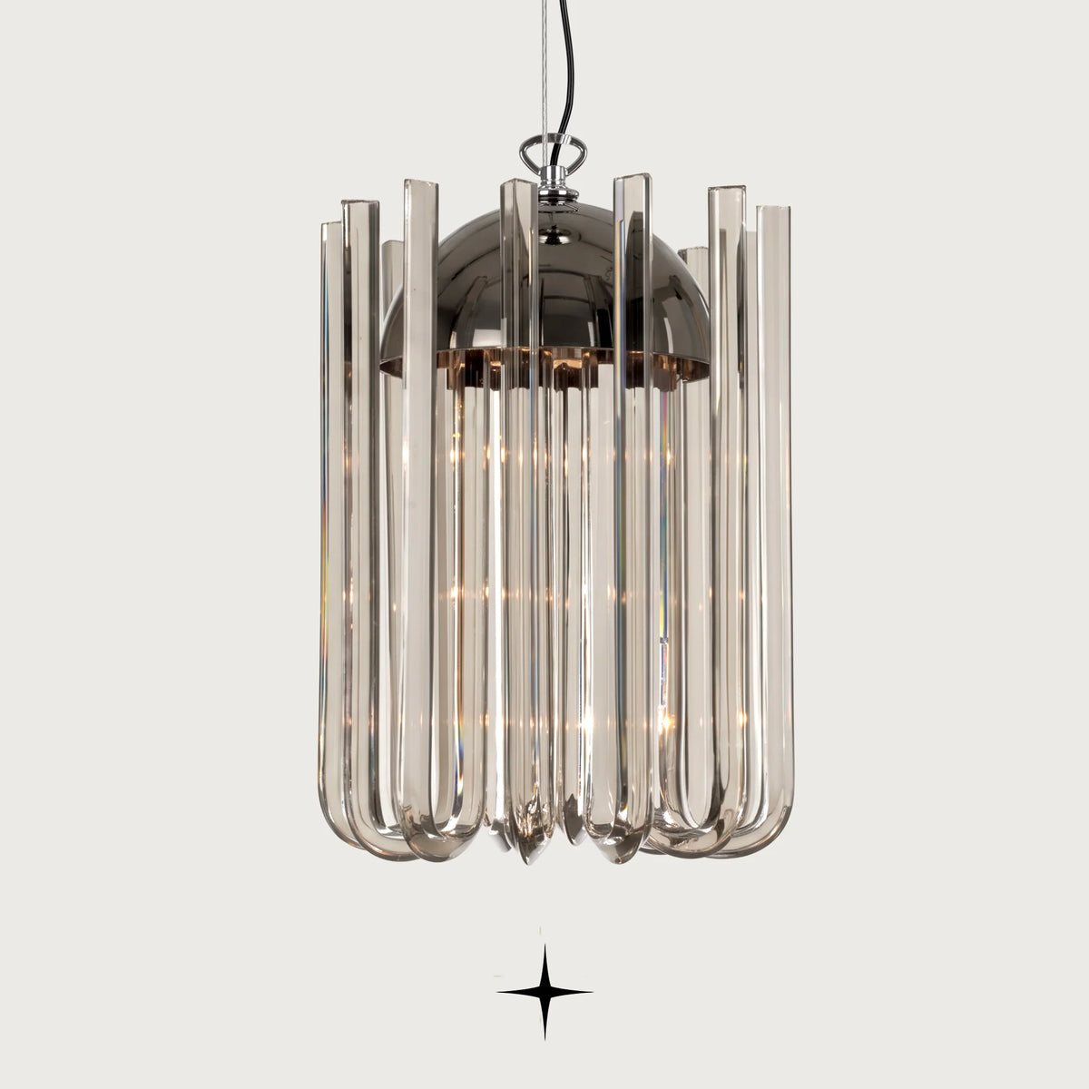 Opalina Chandelier featuring chic elongated vertical crystal arms in exquisite colors and two sizes
