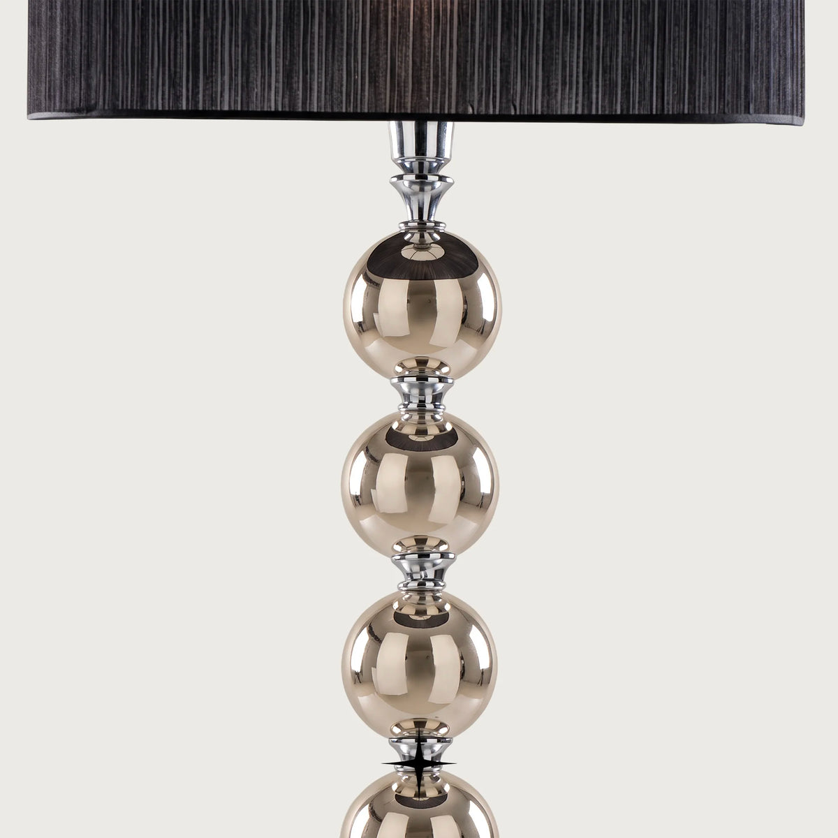 Close up detail of stacked faceted crystal spheres on Rosalie floor lamp