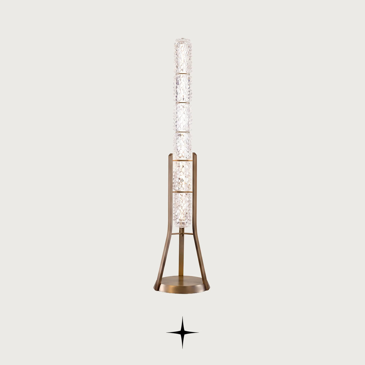 Sahara luxury Murano glass floor lamp with gold frame on a dark background