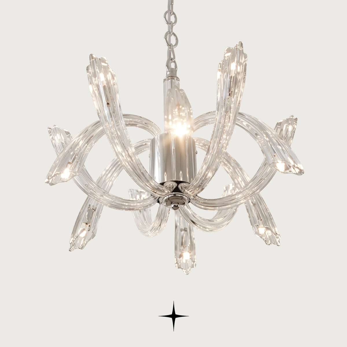 Sierra Chandelier featuring post-modern crystal design in striking colors from the Ice Age Collection
